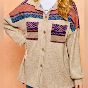 Lovely Melody Aztec print shacket size medium in excellent pre-owned condition!